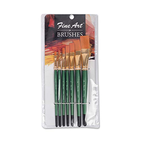 Fine Art Pidilite Fevicryl Fine Art Synthetic Taklon Flat Brush Set of 7, Paint Brush Set for Painting with Acrylic, Watercolours, Oil Colours, (Sizes - 1,2,4,6,8,10,12) - Image 1