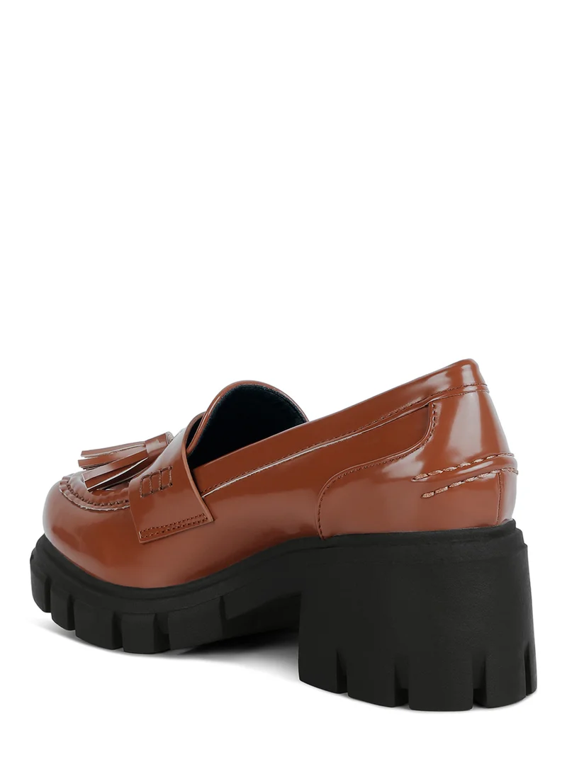 London Rag Tan Tassels Detail Chunky Loafers