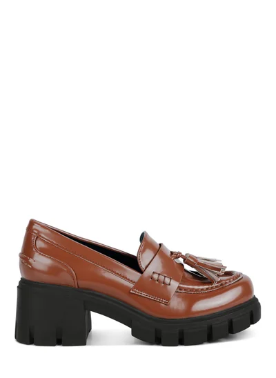 London Rag Tan Tassels Detail Chunky Loafers