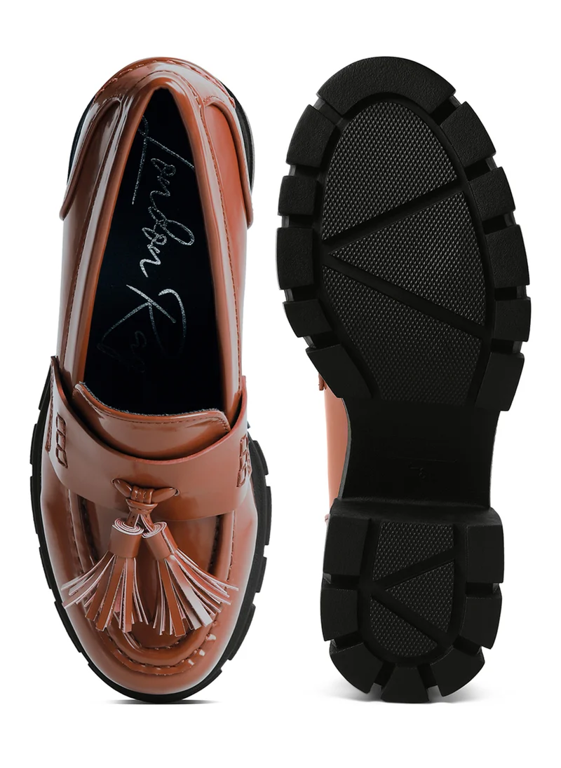London Rag Tan Tassels Detail Chunky Loafers