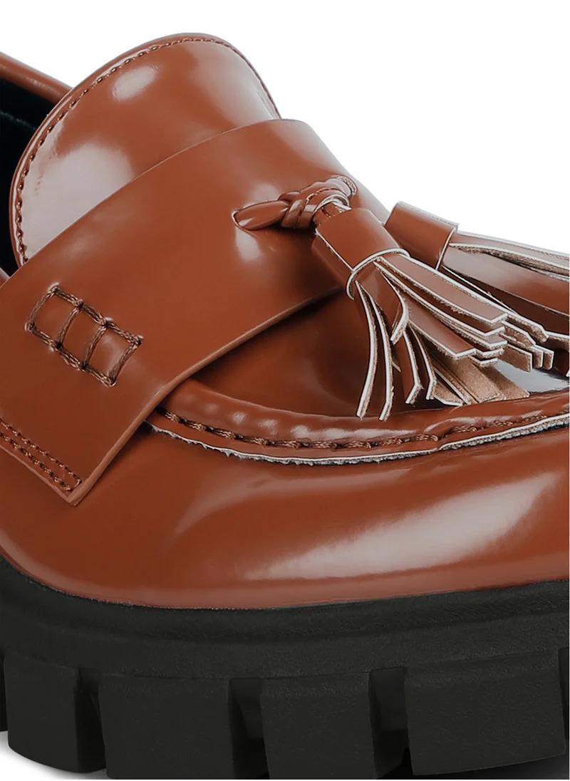 London Rag Tan Tassels Detail Chunky Loafers