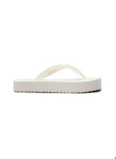 Calvin Klein Jeans Women's Beach Sandal Flatform Flip Flops - Nylon, White  - Image 1