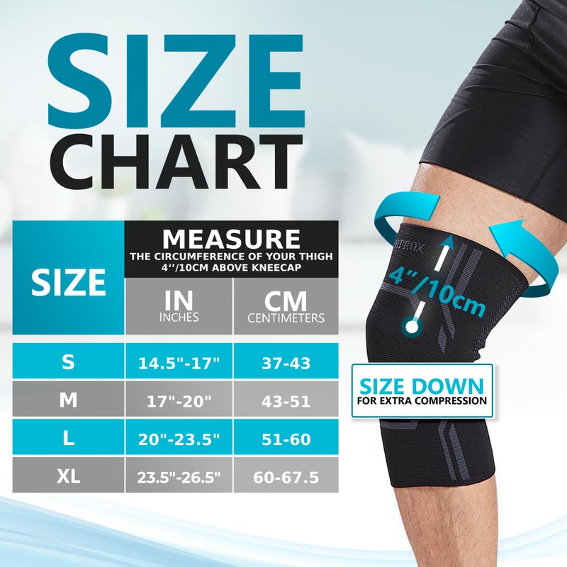 Bodyprox Knee Compression Sleeve for Men and Women (2 Pack), Knee Support Brace for Running and Work out (Medium) - Image 2