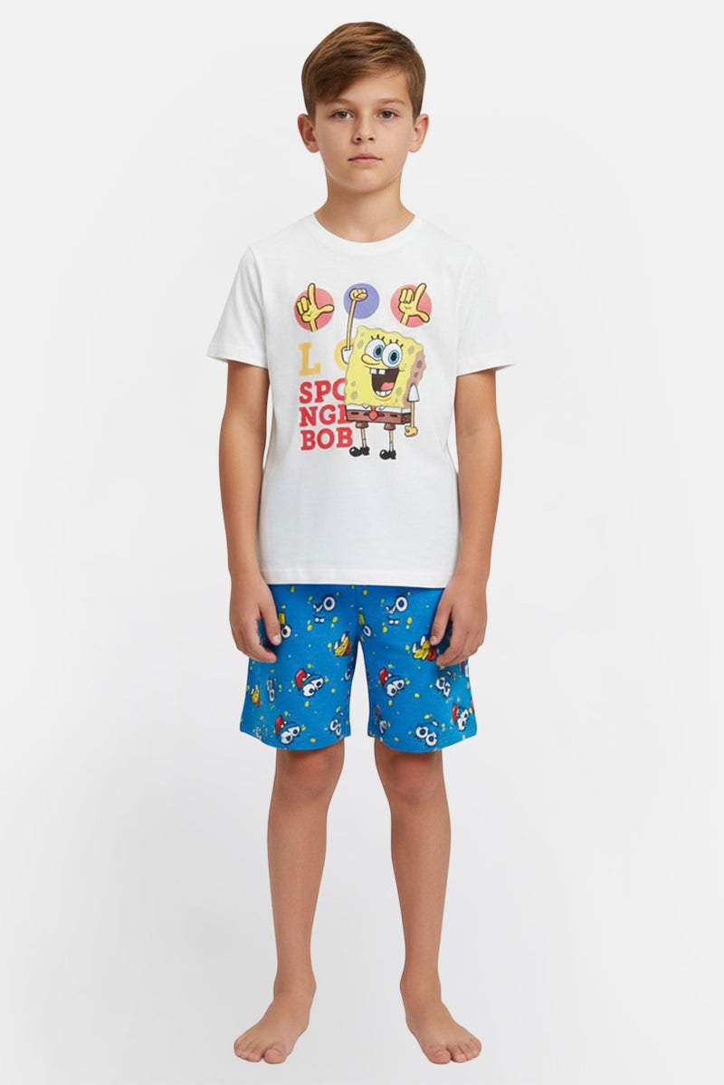 nickelodeon Kids Boy 2 Pieces Spongebob Short Sleeve T-Shirt And Shorts Pajama Set, Multicolor - Image 1