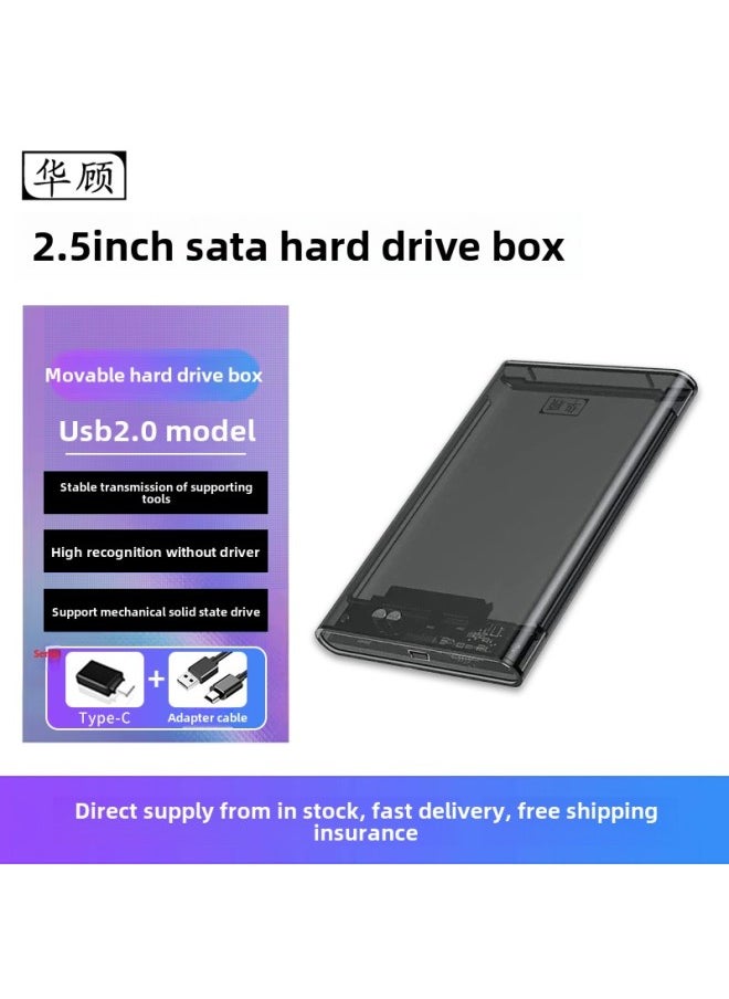 Generic - China Gu 2.5 "Notebook Mobile Hard Disk Box USB3.1 Mechanical Solid State Disk Ssd Hard Disk Transfer External Bz-Color:▓ 2.0 Transparent Gray  ░ - Image 1