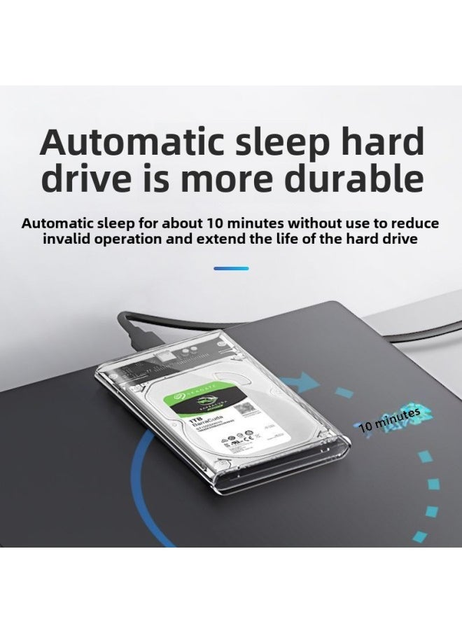 Generic - China Gu 2.5 "Notebook Mobile Hard Disk Box USB3.1 Mechanical Solid State Disk Ssd Hard Disk Transfer External Bz-Color:▓ 2.0 Transparent Gray  ░ - Image 1