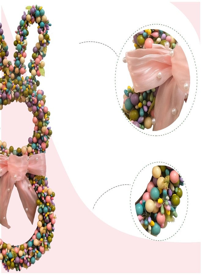 egolot 18 Inch Easter Bunny Berries Wreath for Front Door, Spring Easter Twig Bunny Ribbon Bow Wreath for Indoor Outdoor, Easter Wreath Decorations for Easter - Image 2