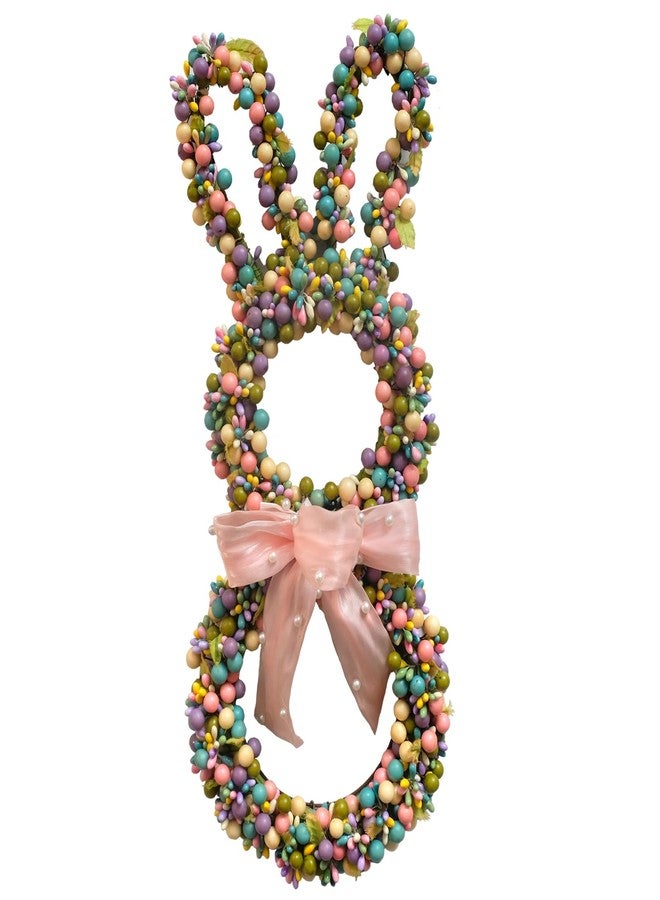 egolot 18 Inch Easter Bunny Berries Wreath for Front Door, Spring Easter Twig Bunny Ribbon Bow Wreath for Indoor Outdoor, Easter Wreath Decorations for Easter - Image 1