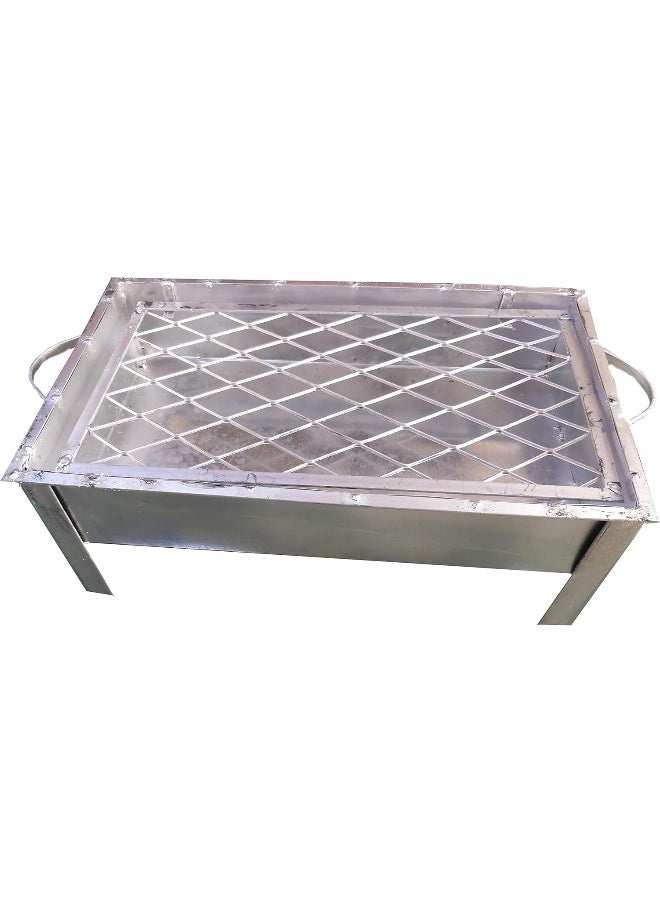 GO2CAMPS GO2CAMPS Galva Barbeque Grill-15X26X62 CM, BBQ Tin Made Grill, Silver  - Image 2
