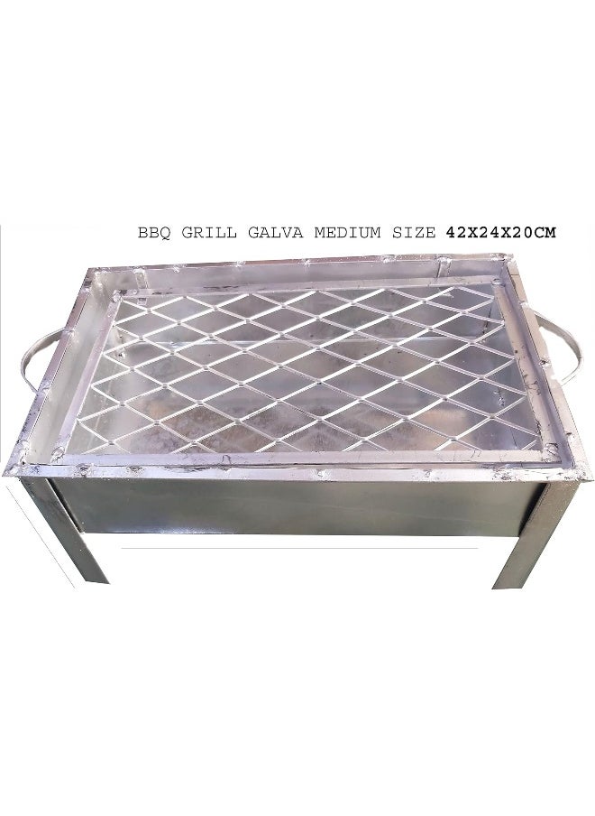 GO2CAMPS GO2CAMPS Galva Barbeque Grill-15X26X62 CM, BBQ Tin Made Grill, Silver  - Image 4