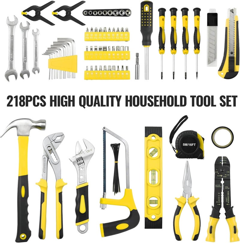 TLGREEN 218 Piece Tool Kit - Portable Mechanics Set with Adjustable Wrench, Saw, and Toolbox - Image 3