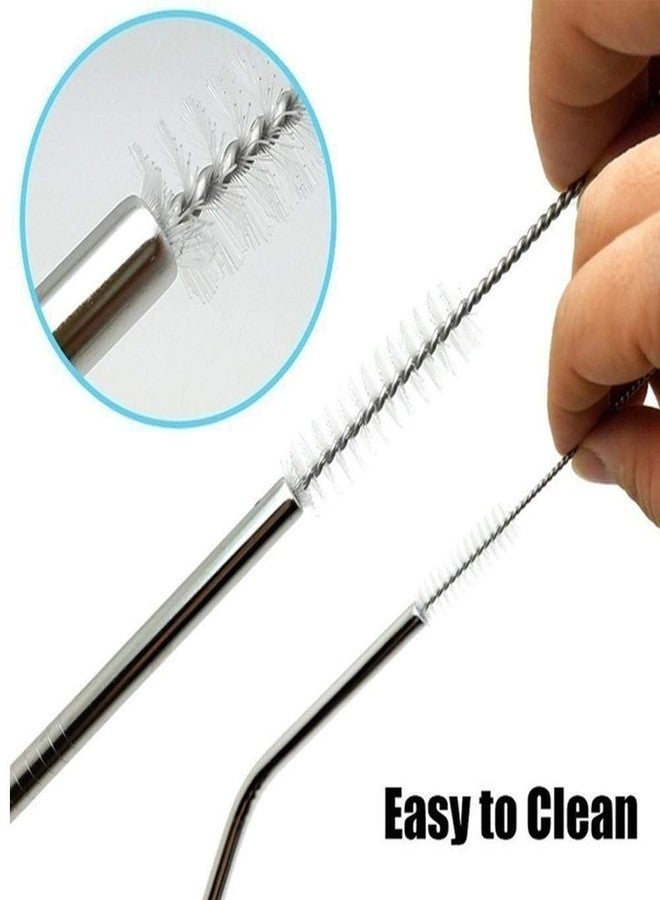 WEZOSHINET (Pack of 6) Straw Cleaning Brush Stainless Steel Nylon Thin Pipes Drinking Straw Cleaning Brushes | Test Cleaning Brush Nylon Bristles Sliver-White-6 Pcs - Image 2