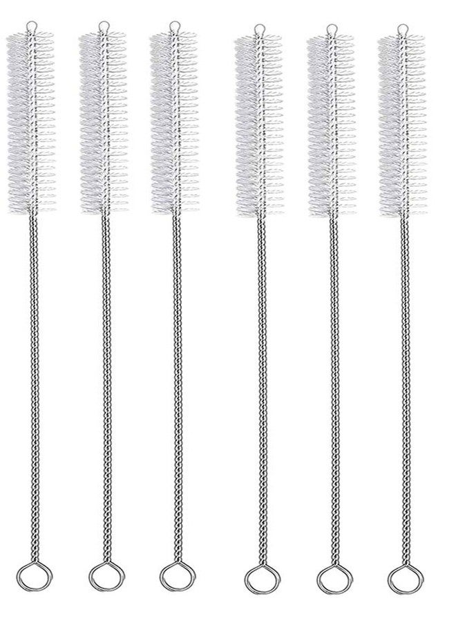 WEZOSHINET (Pack of 6) Straw Cleaning Brush Stainless Steel Nylon Thin Pipes Drinking Straw Cleaning Brushes | Test Cleaning Brush Nylon Bristles Sliver-White-6 Pcs - Image 1