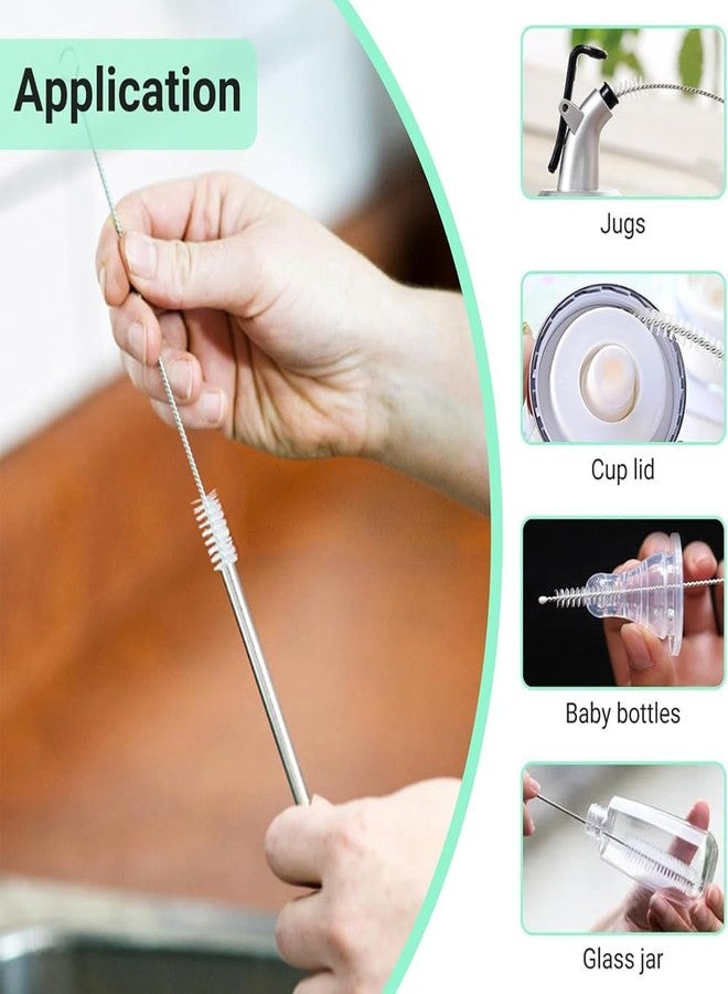 WEZOSHINET (Pack of 6) Straw Cleaning Brush Stainless Steel Nylon Thin Pipes Drinking Straw Cleaning Brushes | Test Cleaning Brush Nylon Bristles Sliver-White-6 Pcs - Image 4