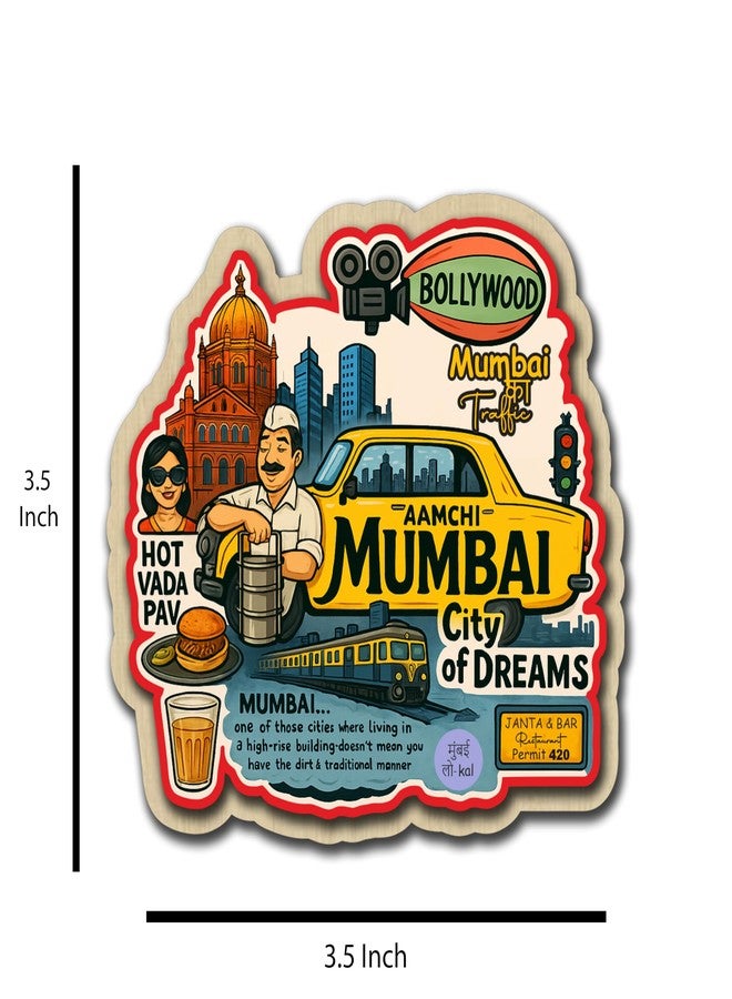 Tinywalk Mumbai Fridge Magnet, 3D Wooden Souvenir Decorative Refrigerator Magnet for Home Kitchen & Wardrobe Decor, Travel Souvenir Gift, Aamchi Mumbai City of Dreams - Image 3