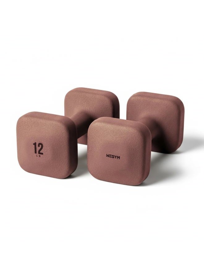 WeGym SafeGrip Dumbbells with Anti-Slip, Thick Handles and Flat, Sturdy Sides for Secure Workouts at Home, for Weightlifting, and Personal Training (12LB, Pair, Rose) - Image 1