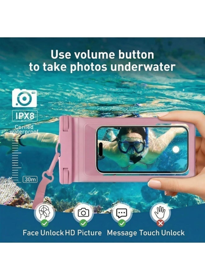 Waterproof Phone Pouch,with Inside Card Bag, Large Waterproof Case for iPhone 17 16 15 14 Pro Max,IPX8 Certified and Lightweight Cellphone Dry Bag Beach Cruise Ship Essential, 1 Pack-Pink-8.3″ - Image 5
