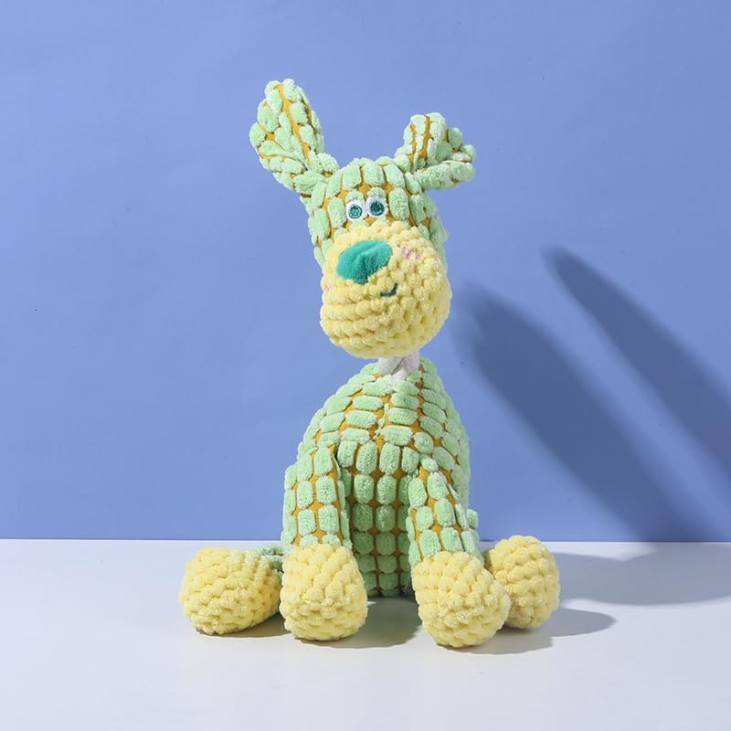 FASHION MANIA Dog Toys Durable Non Toxic Plush Squeaky Interactive Chew Toys For All Siz Dogs Green Dog - Image 1