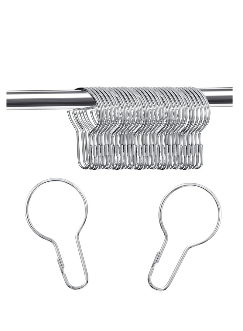 60 Pieces Metal Shower Curtain Hooks Hanging Shower Clips Metal Shower Curtain Rings Practical Shower Curtain Hangers for Reusable Bathroom Bedroom Kitchen Home Curtain Applications  - Image 1