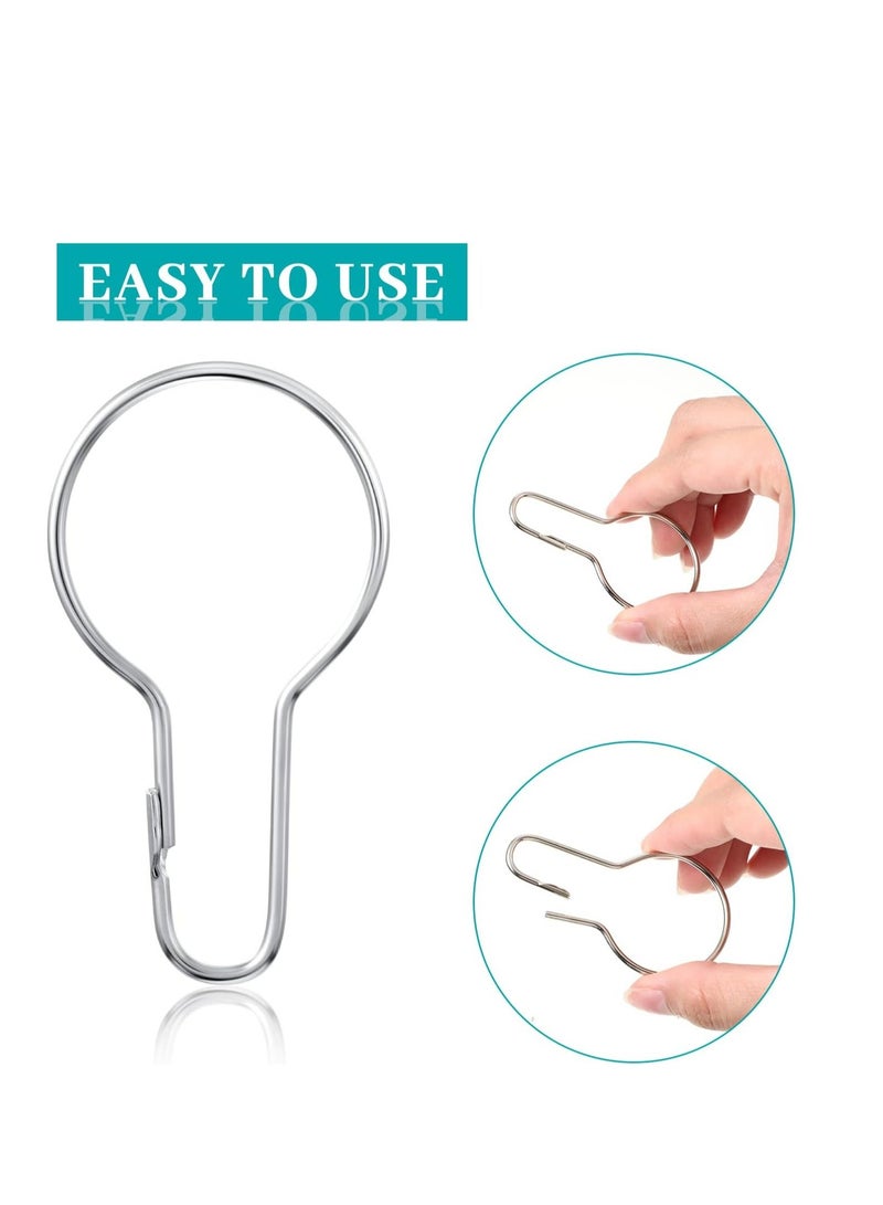 60 Pieces Metal Shower Curtain Hooks Hanging Shower Clips Metal Shower Curtain Rings Practical Shower Curtain Hangers for Reusable Bathroom Bedroom Kitchen Home Curtain Applications  - Image 5