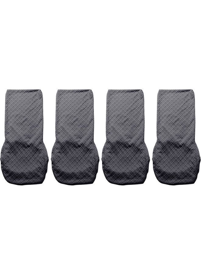 NIBEMINENT 4-Piece Diamond Lattice Design Stretchable Chair Covers Deep Grey  - Image 3