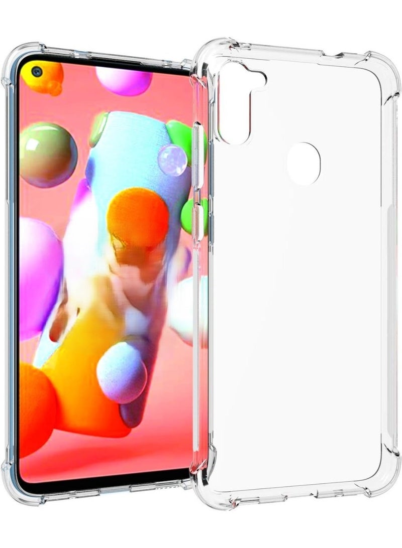 جراب حماية شفاف من مادة TPU لأربع زوايا لهاتف سامسونج جالاكسي A11 / سامسونج M11، مصنوع من مادة ناعمة شفافة. - Image 1