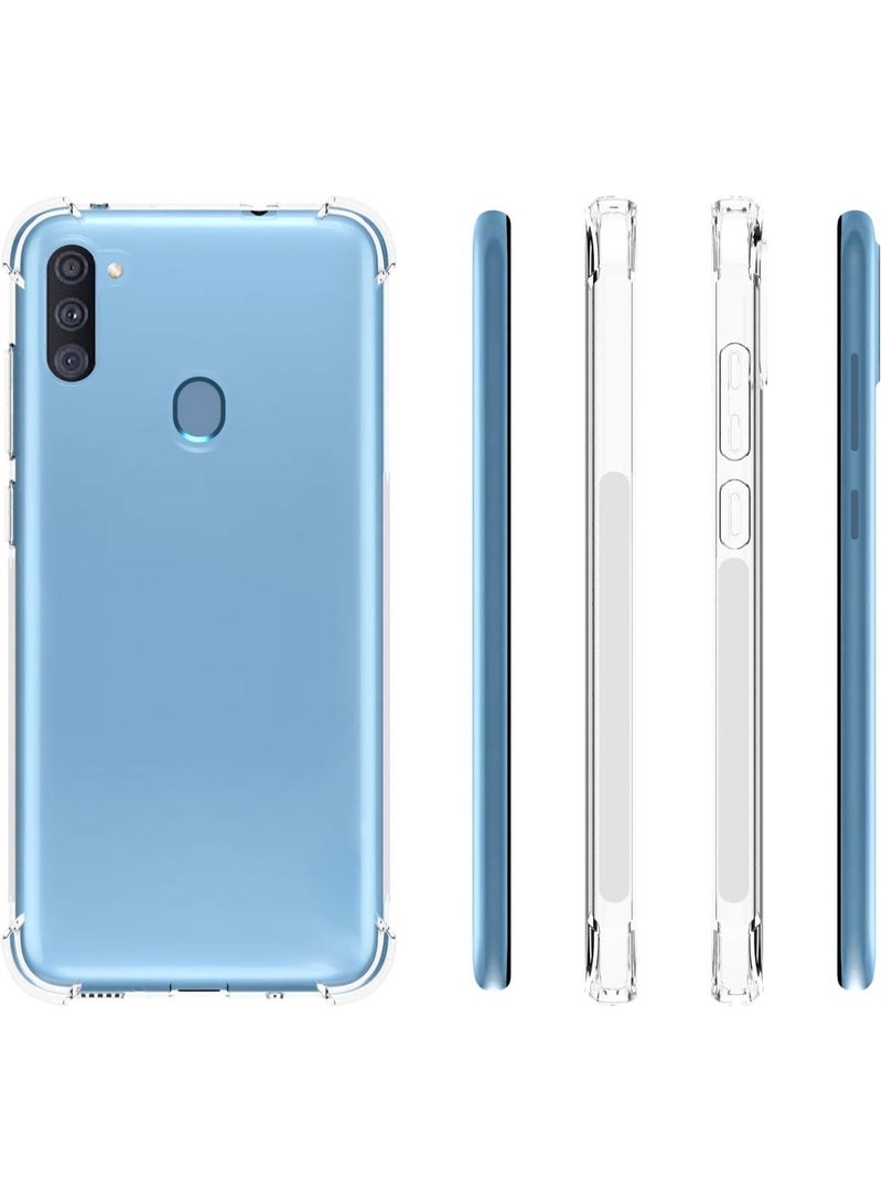 جراب حماية شفاف من مادة TPU لأربع زوايا لهاتف سامسونج جالاكسي A11 / سامسونج M11، مصنوع من مادة ناعمة شفافة. - Image 2