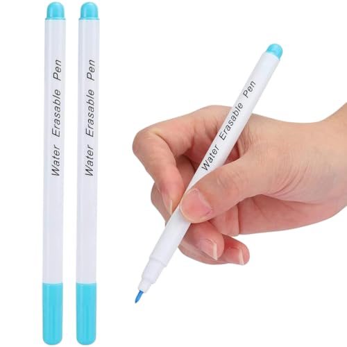 RIANZ® Pack of 2 Air Water Erasable Pen, Fabric Marker Temporary Marking Auto Vanishing Pen, Disappearing Ink Marking Pens Fine for Cloth Marking and Tailoring Sewing Tools (Blue - 2 Pcs) - Image 1