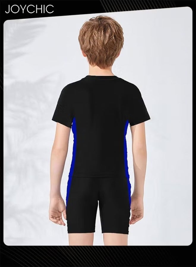 Joychic 2-piece Boys Summer Casual Swimsuits Kids Sun Protection Quick-drying and Breathable Short Sleeved Swimwear Separate Top and Bottom Set - Image 3