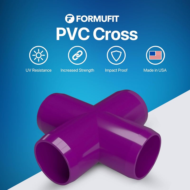 FORMUFIT F012CRX-PU-10 Cross PVC Fitting, Furniture Grade, 1/2" Size, Purple (Pack of 10) - Image 2
