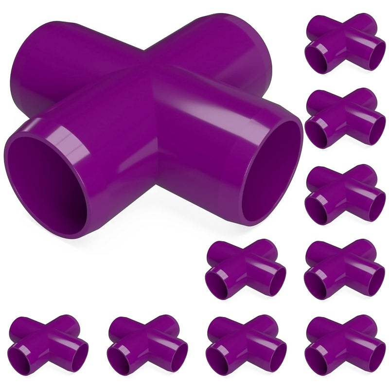 FORMUFIT F012CRX-PU-10 Cross PVC Fitting, Furniture Grade, 1/2" Size, Purple (Pack of 10) - Image 1