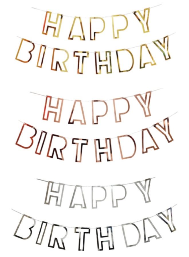 ThePartyPopper Happy Birthday Outline Banner Rose Gold - Image 2