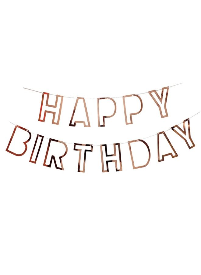 ThePartyPopper Happy Birthday Outline Banner Rose Gold - Image 1