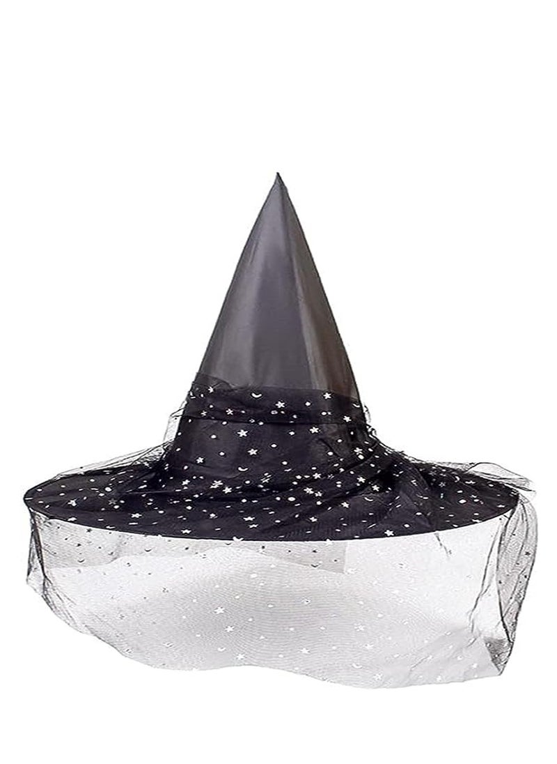 Brain Giggles Brain Giggles Witch Hat Mesh Adult Children Wizard Witch Hat for Masquerade Party Cosplay Accessory - Black  - Image 3