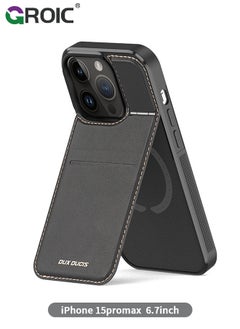 iPhone 15 Pro Max Black Wallet case for Men iPhone 15 Pro Max Case with Card Holder iPhone 15 Pro Max Case for Women Magsafe Compatible Wallet 3 in 1 for Men