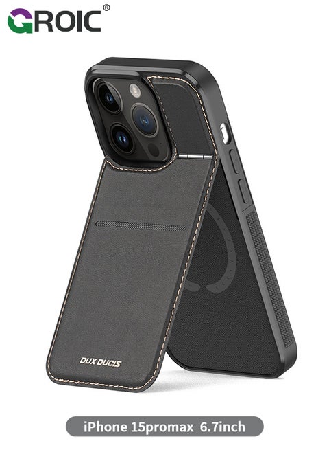 iPhone 15 Pro Max Black Wallet case for Men iPhone 15 Pro Max Case with Card Holder iPhone 15 Pro Max Case for Women Magsafe Compatible Wallet 3 in 1 for Men