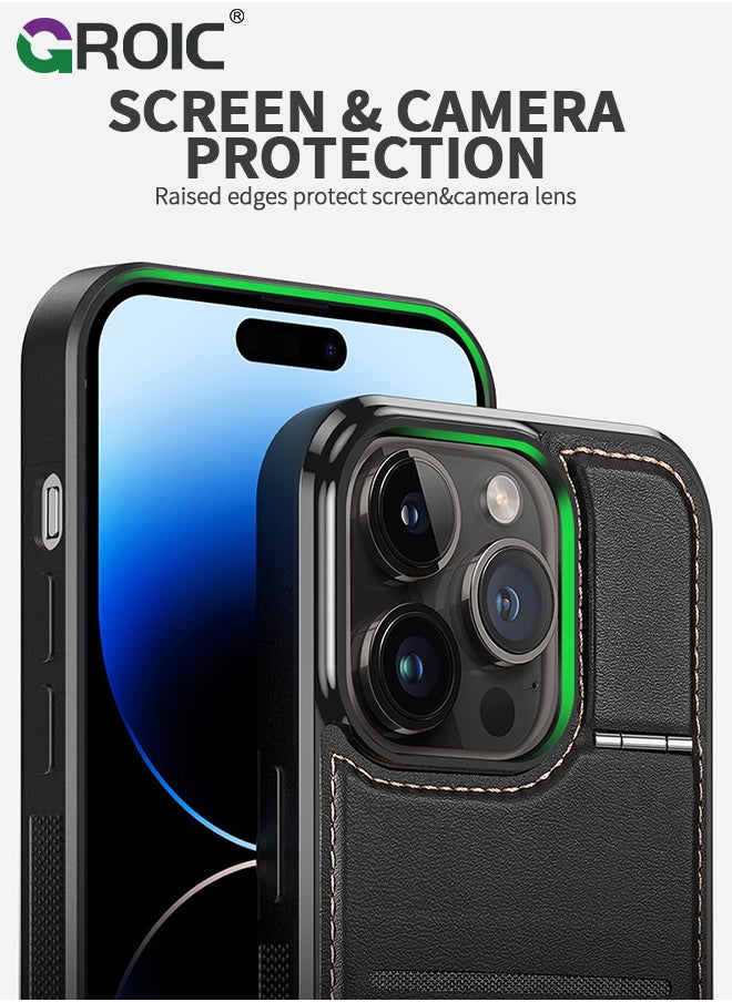 GROIC - iPhone 15 Pro Max Black Wallet case for Men iPhone 15 Pro Max Case with Card Holder iPhone 15 Pro Max Case for Women Magsafe Compatible Wallet 3 in 1 for Men - Image 1