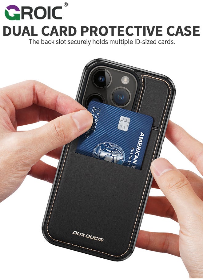 GROIC - iPhone 15 Pro Max Black Wallet case for Men iPhone 15 Pro Max Case with Card Holder iPhone 15 Pro Max Case for Women Magsafe Compatible Wallet 3 in 1 for Men - Image 1