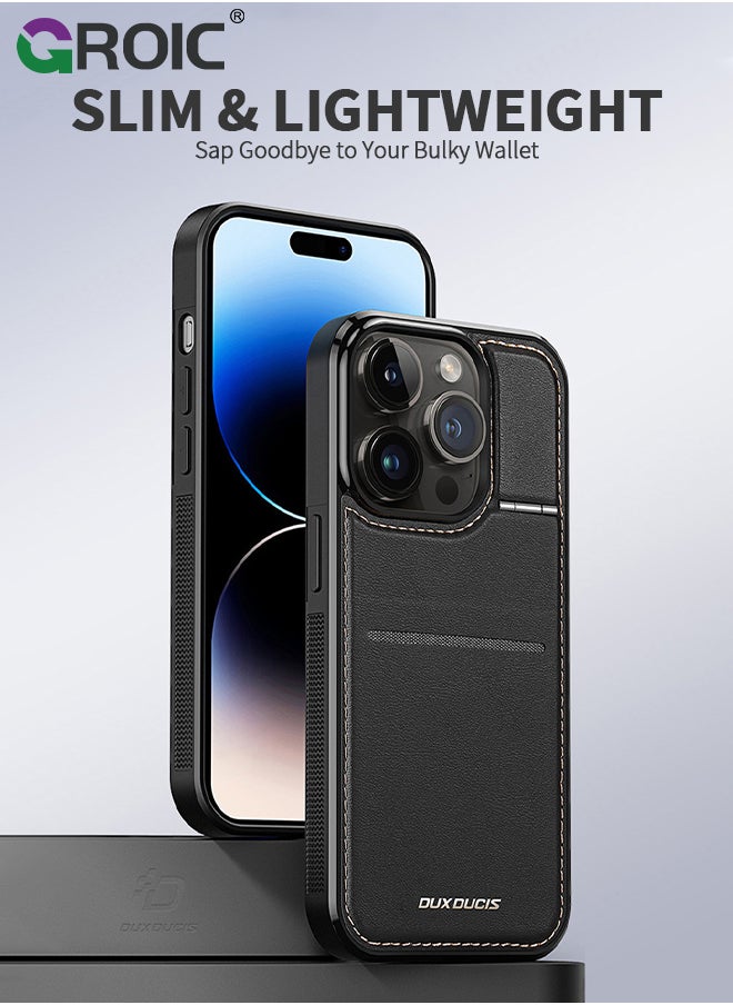 GROIC - iPhone 15 Pro Max Black Wallet case for Men iPhone 15 Pro Max Case with Card Holder iPhone 15 Pro Max Case for Women Magsafe Compatible Wallet 3 in 1 for Men - Image 1