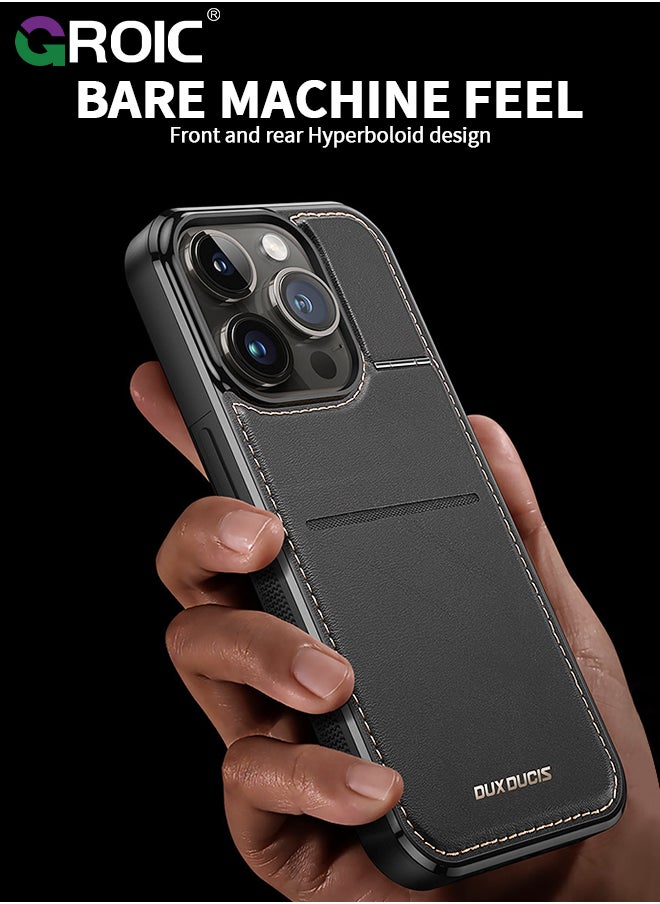 GROIC - iPhone 15 Pro Max Black Wallet case for Men iPhone 15 Pro Max Case with Card Holder iPhone 15 Pro Max Case for Women Magsafe Compatible Wallet 3 in 1 for Men - Image 1