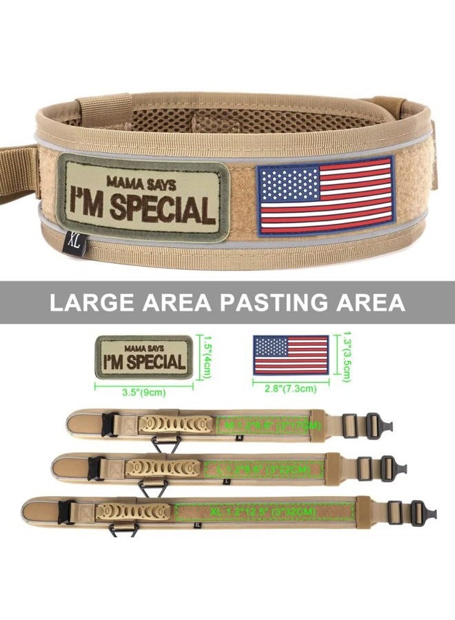BEIRUI 2.5 Inch Wide Dog Collar with Control Handle,Heavy Duty 6.5cm Wide Tactical Dog Collar with Strong Metal Buckle,Reflective Military Dog Collar with Patches for Large Dogs,Khaki,Neck fit 19-23" - Image 3