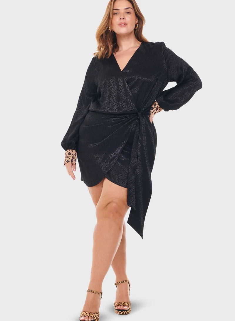 Never fully Dressed Balloon Sleeve Tie Detail Dress