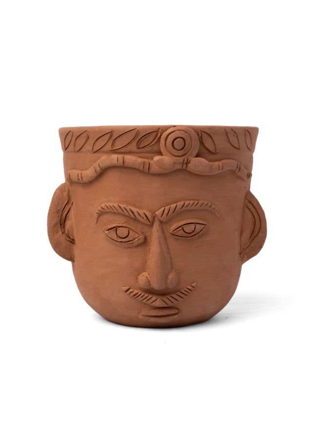 ارك أصيص فخاري على شكل وجه مصنوع يدويًا من ARK | وعاء طيني فني للنباتات الداخلية وديكور الطاولات | لمسة ديكور بوهيمية قبلية للمنزل والحديقة - Image 1