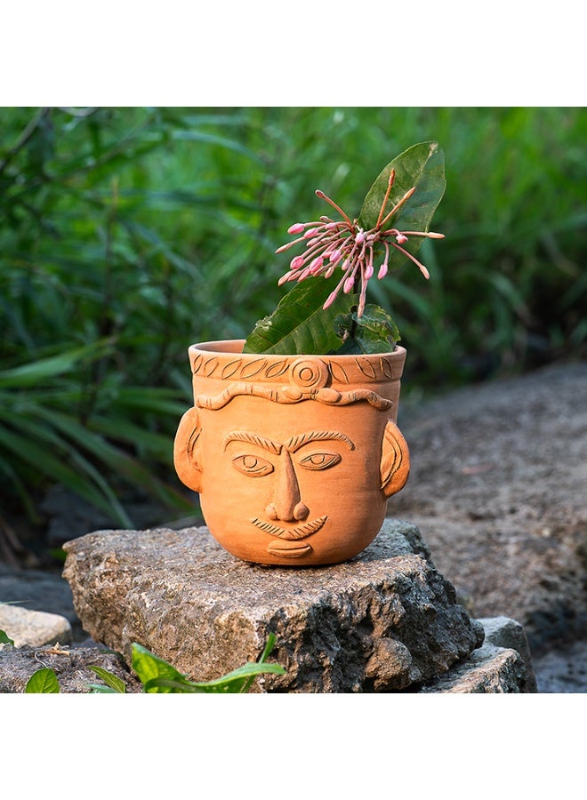 ارك أصيص فخاري على شكل وجه مصنوع يدويًا من ARK | وعاء طيني فني للنباتات الداخلية وديكور الطاولات | لمسة ديكور بوهيمية قبلية للمنزل والحديقة - Image 4