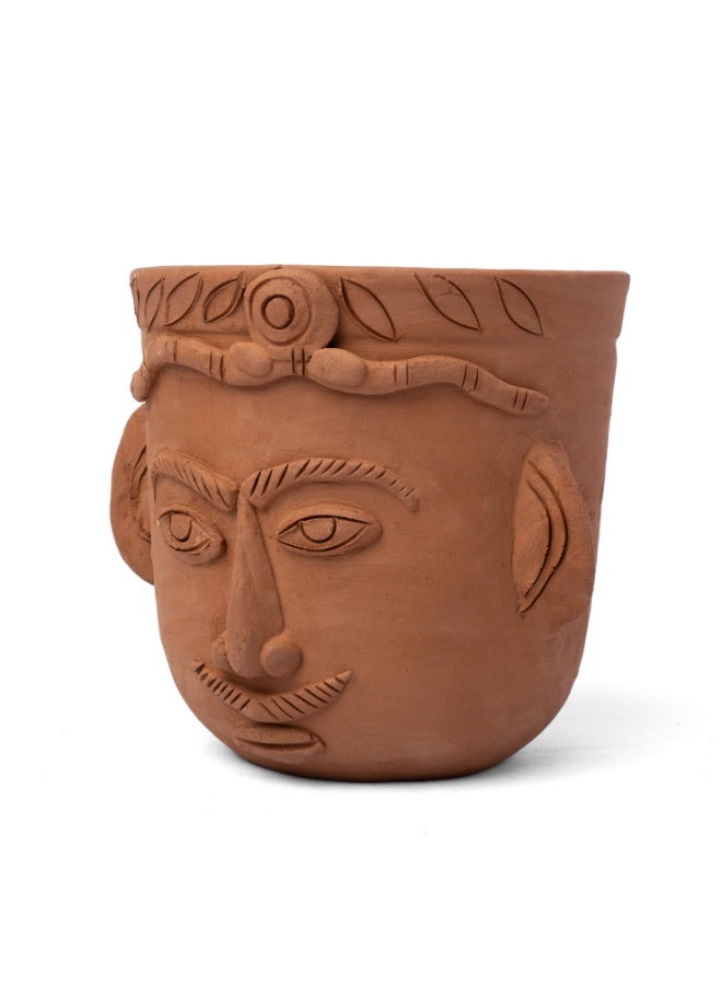 ارك أصيص فخاري على شكل وجه مصنوع يدويًا من ARK | وعاء طيني فني للنباتات الداخلية وديكور الطاولات | لمسة ديكور بوهيمية قبلية للمنزل والحديقة - Image 3