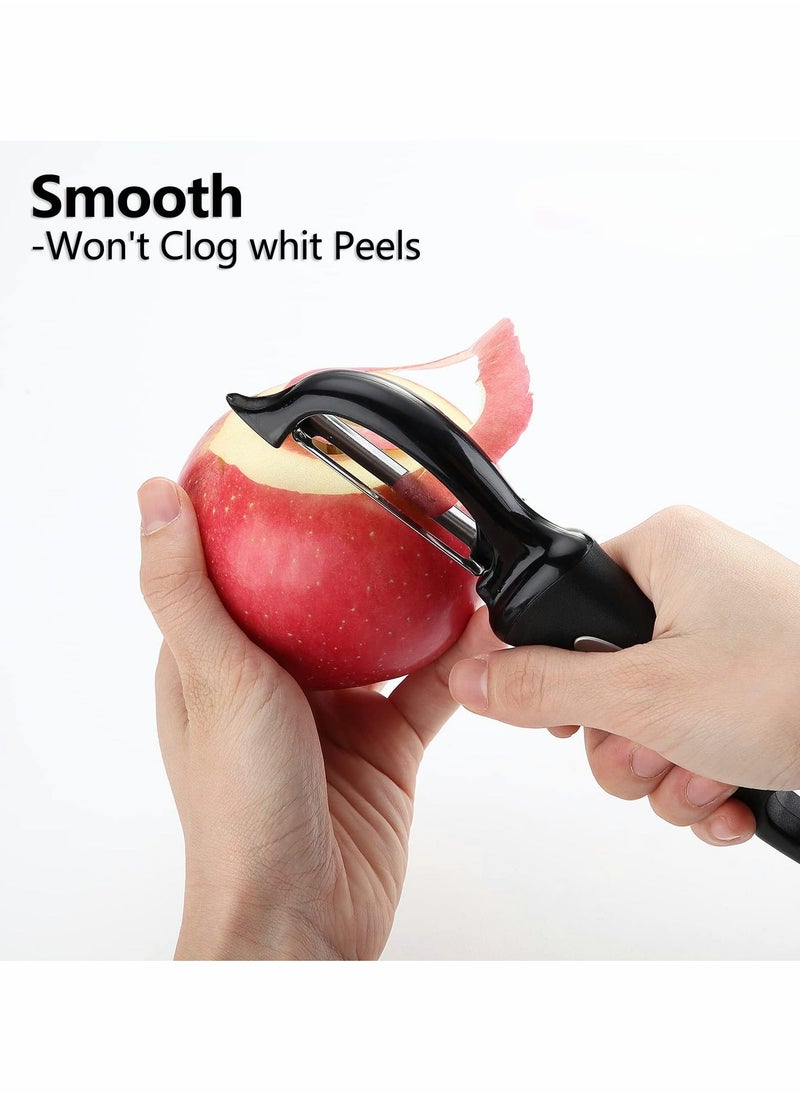 Y&D Premium Swivel Vegetable Peeler, Kitchen Gadgets Apple Peeler Potato Veggie Fruit Soft Grip Handle, Dishwasher Safe Accessories, Pointed, Black  - Image 2