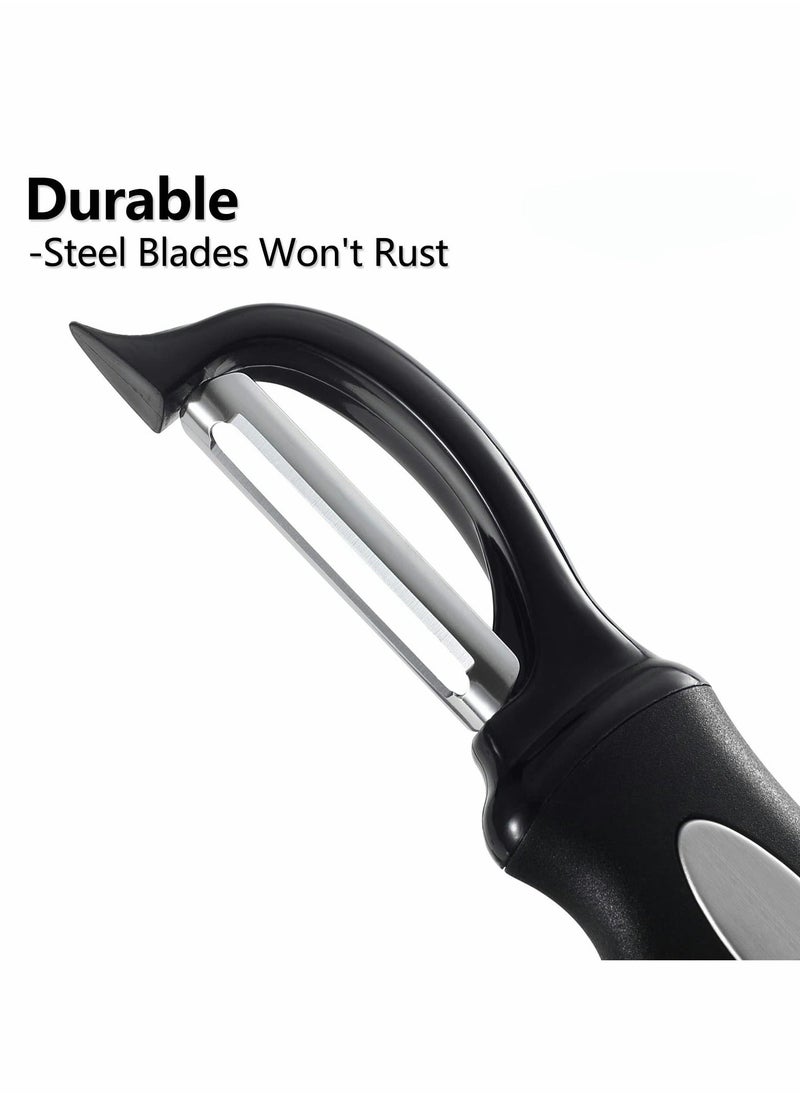 Y&D Premium Swivel Vegetable Peeler, Kitchen Gadgets Apple Peeler Potato Veggie Fruit Soft Grip Handle, Dishwasher Safe Accessories, Pointed, Black  - Image 4