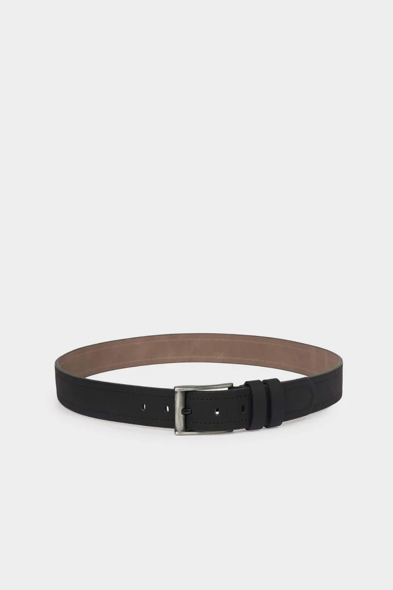 ديفاكتو Men Rectangle Buckle Faux Leather Jean Belt