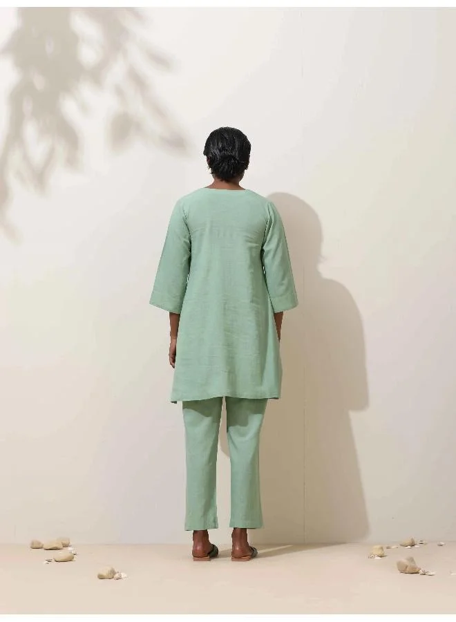 trueBrowns trueBrowns Mint Green Cotton Kurta Co-Ord Set