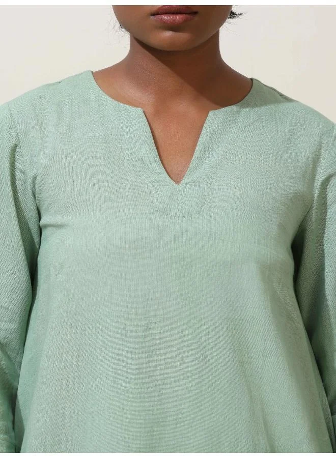 trueBrowns trueBrowns Mint Green Cotton Kurta Co-Ord Set